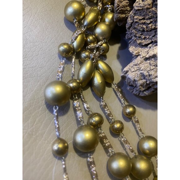 Vintage Classic Multi 4 Strand Gold Tone Beaded Necklace Box Ornate Clasp - Picture 5 of 12